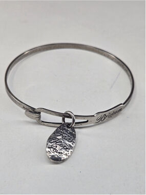 Brighton Art and Soul Silvertone Bangle Bracelet Faith Hope Love Cross Charm